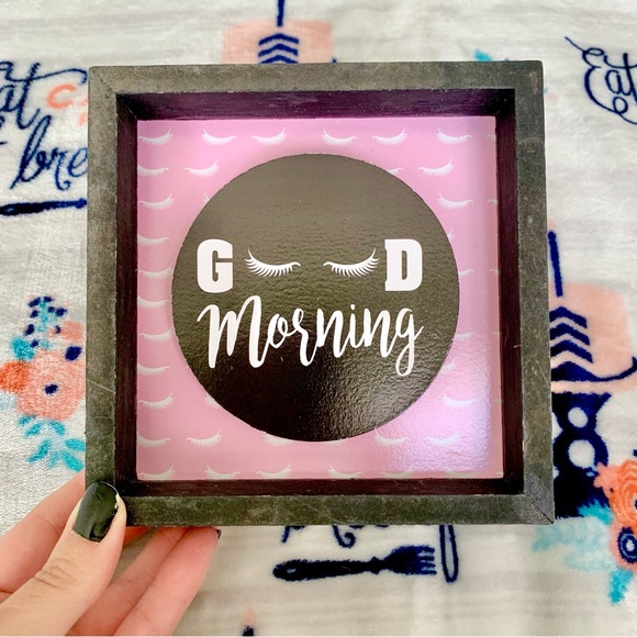 Lashes Beautician Beauty Pink & Black Women’s Morning Wood Wall Hanging Decor - Picture 2 of 5